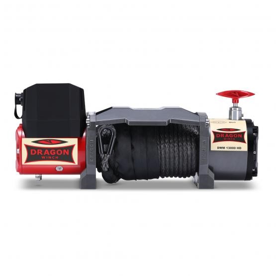 Troliu electric DRAGON WINCH DWM 13000 HD-S (trage 5897 kg), cablu sintetic la 12V