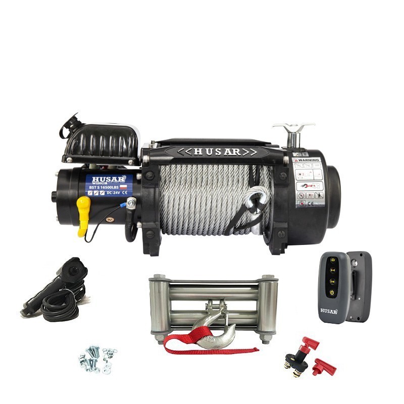 Troliu electric HUSAR WINCH BST S 16500 lbs (trage 7484 kg), cablu otel, la 24V
